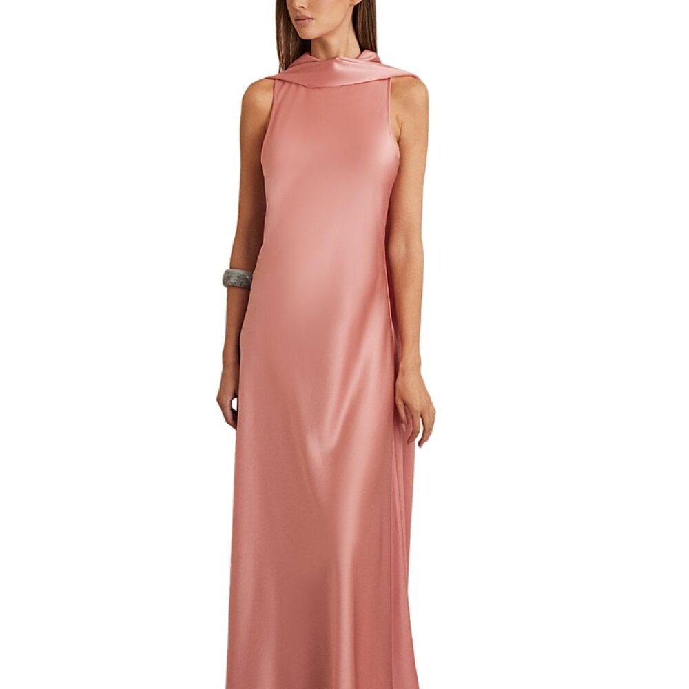 Reiss Fae Satin Cape Maxi Dress in Pink - New with tags